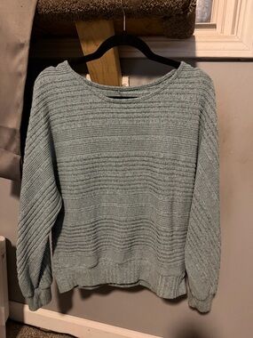 Ribbed Crewneck Sweater in Sage Green